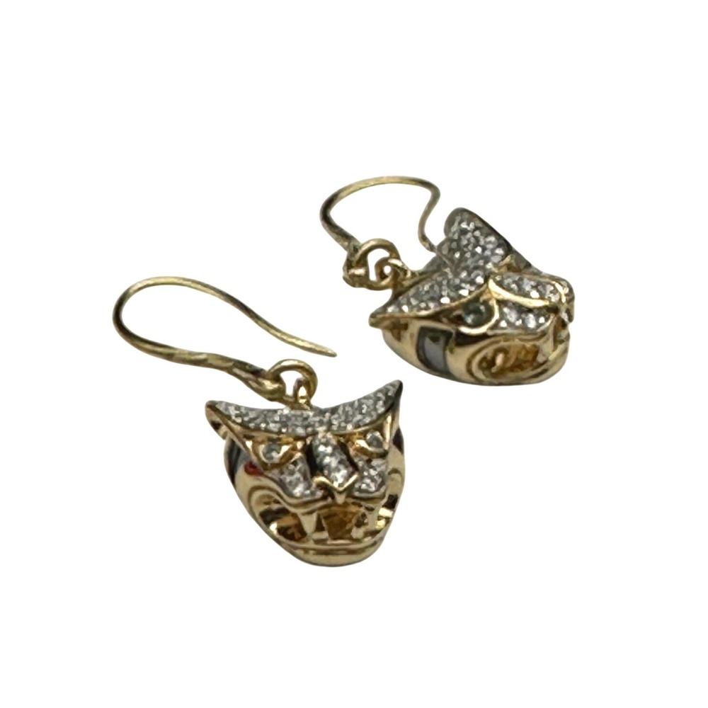 John Hardy 18K Yellow Gold Legends Macan Tiger Drop Topaz Diamond Earrings